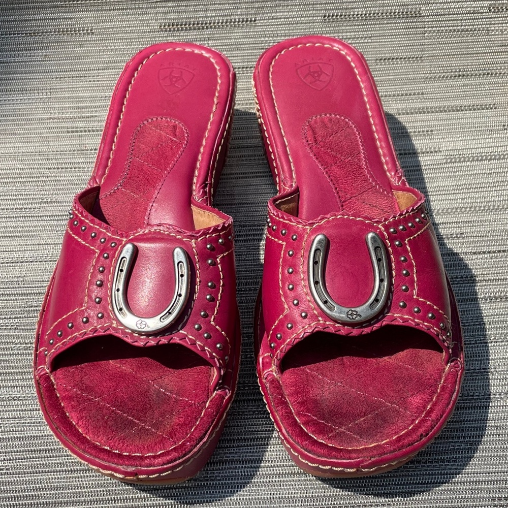 Red Ariat Wedge Slide Sandals 8.5M